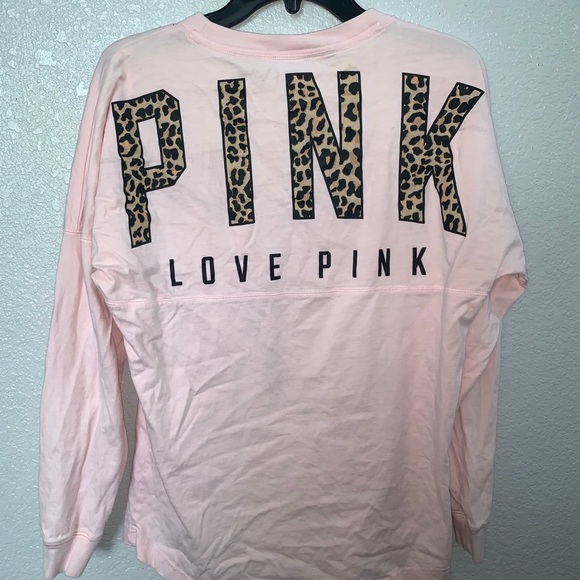 Oversized PINK Crew with Leopard Lettering On Back - Picture 2 of 3